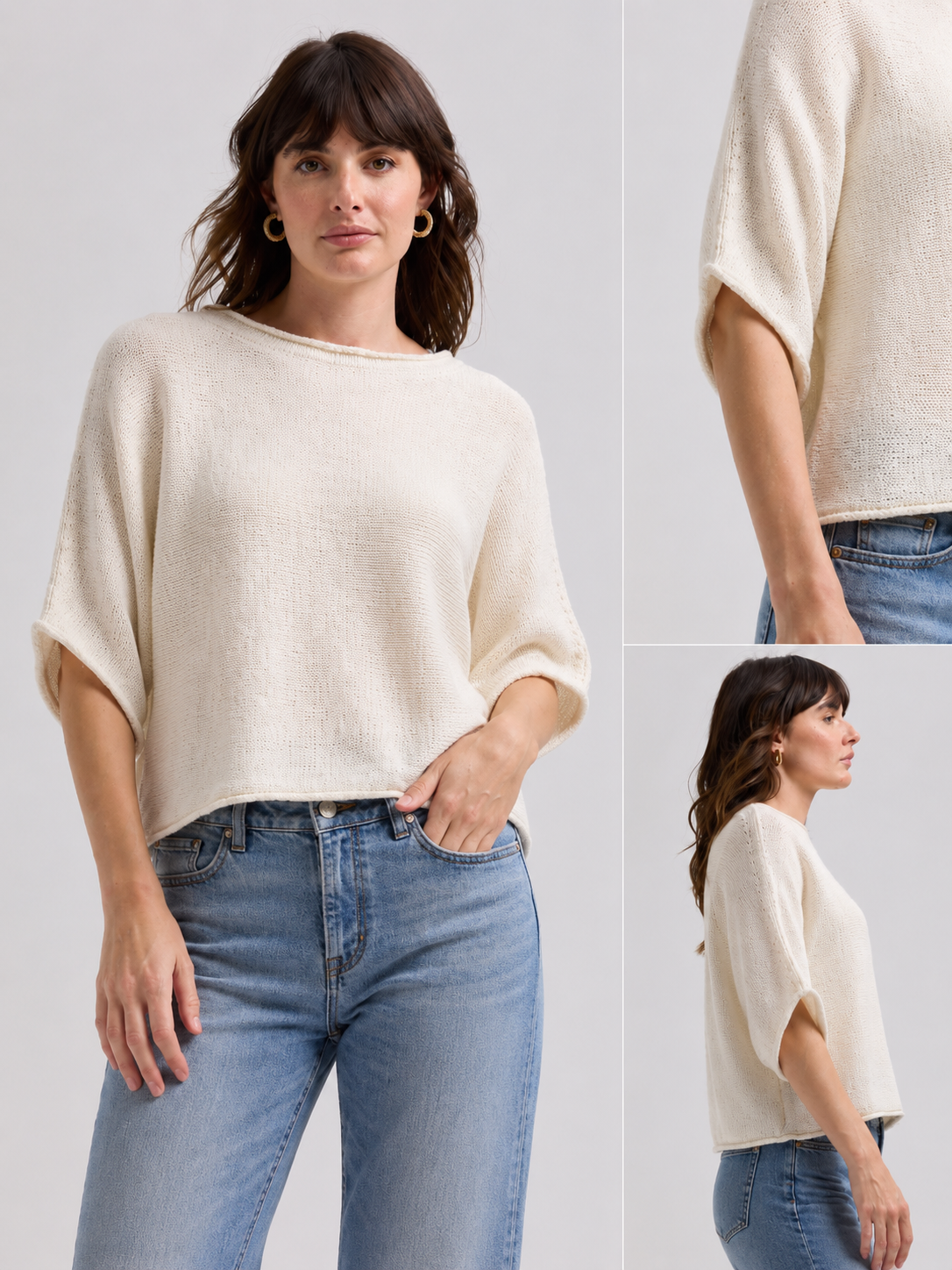 Textured Linen Jumper White