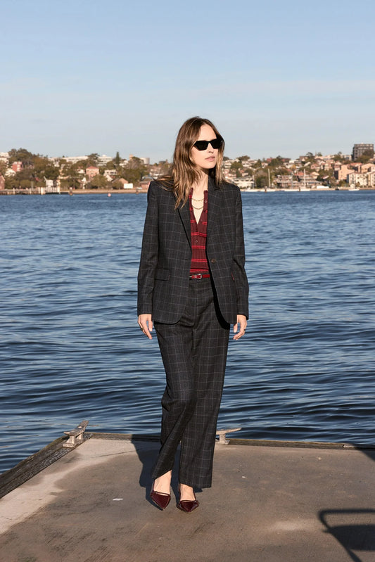 POL - Davis Suit Jacket - Ink Check