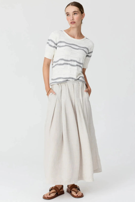Pol Liana Tee Textured Stripe white/silver/white