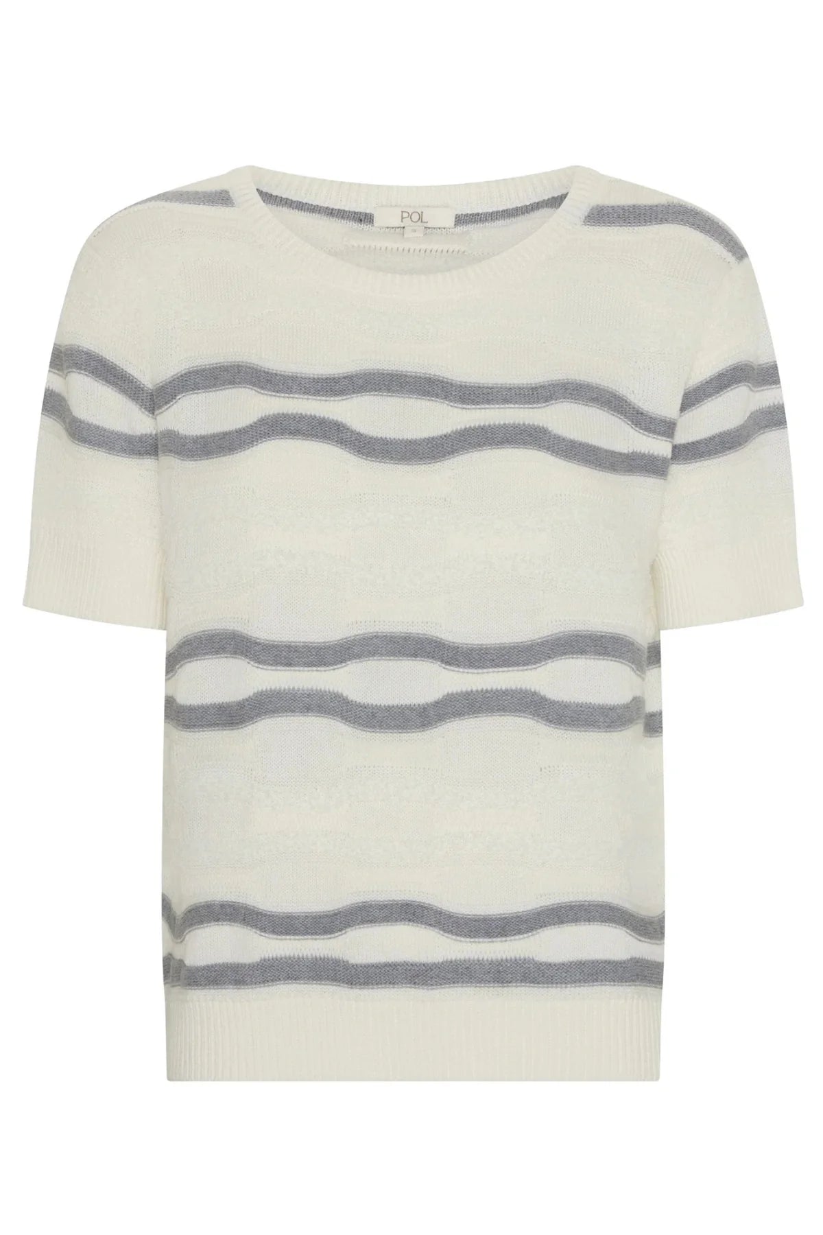 Pol Liana Tee Textured Stripe white/silver/white