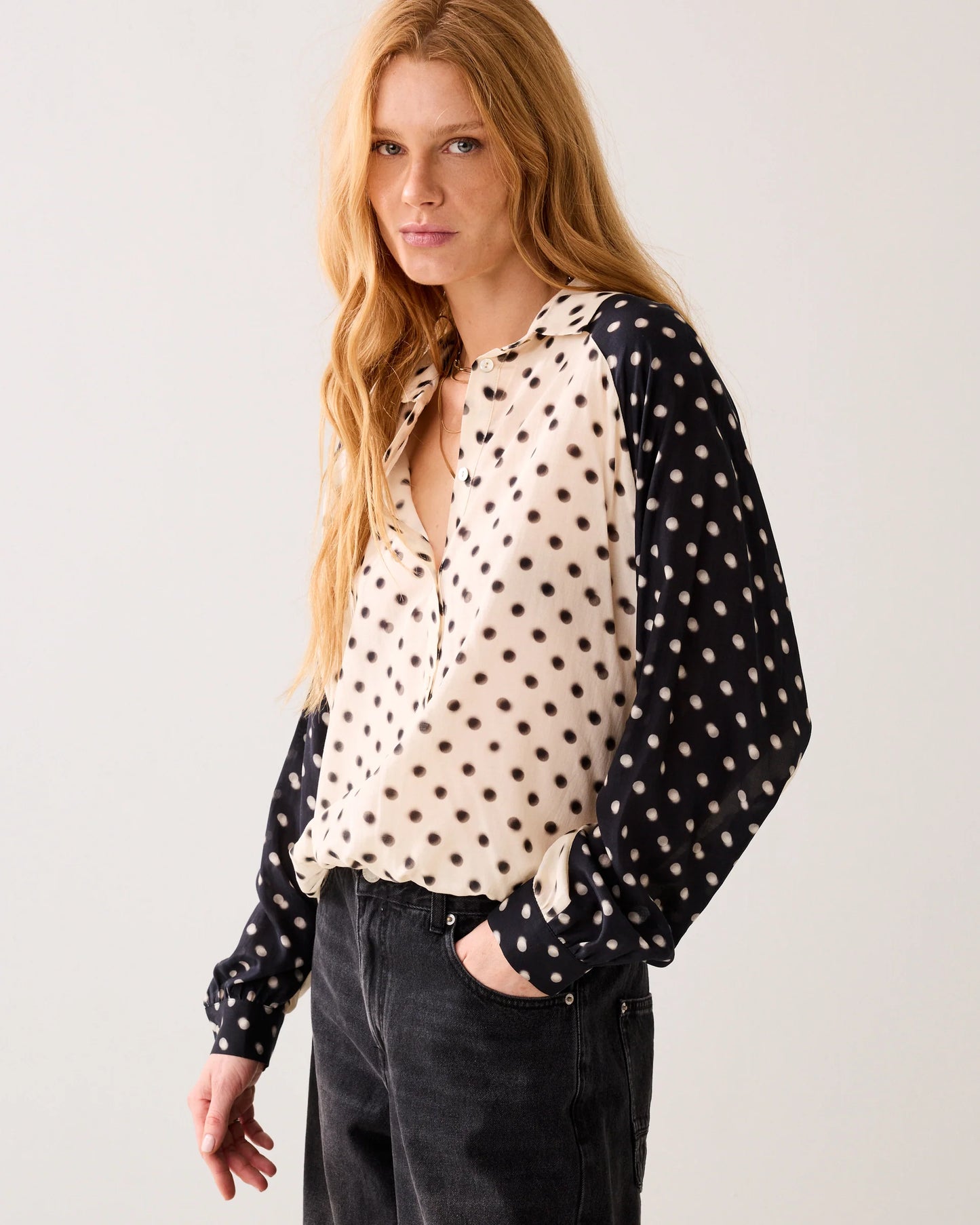 Summum Top Blury Dots Ivory