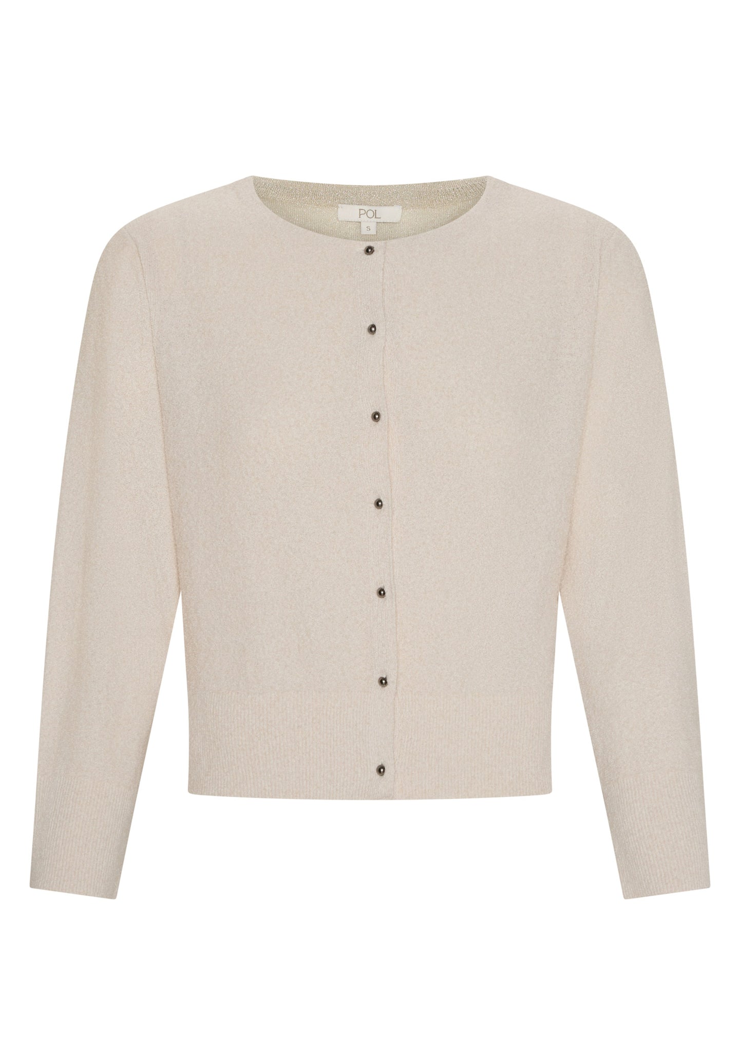 Pol Haven Cardigan Lurex Back Pebble
