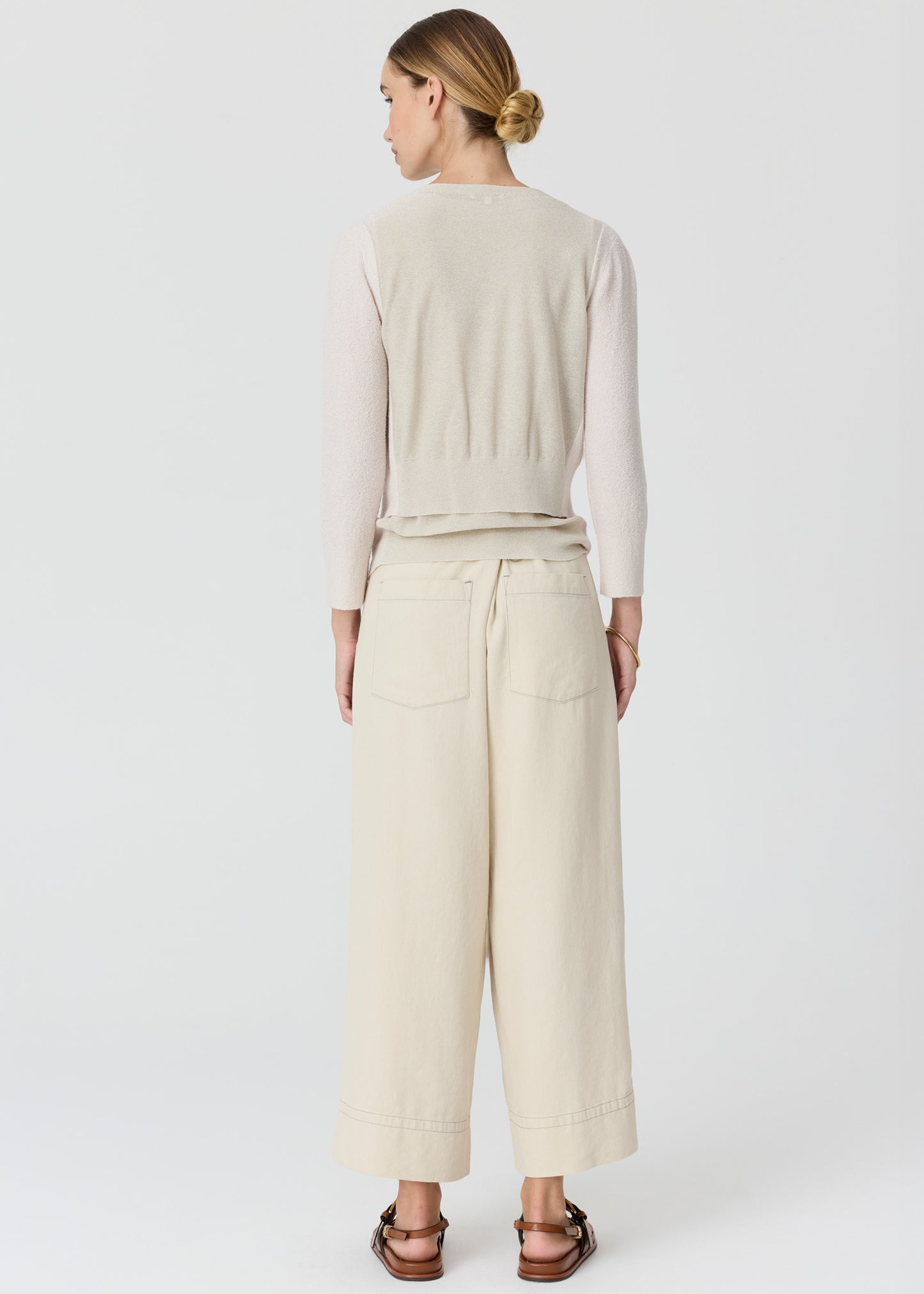 Pol Haven Cardigan Lurex Back Pebble