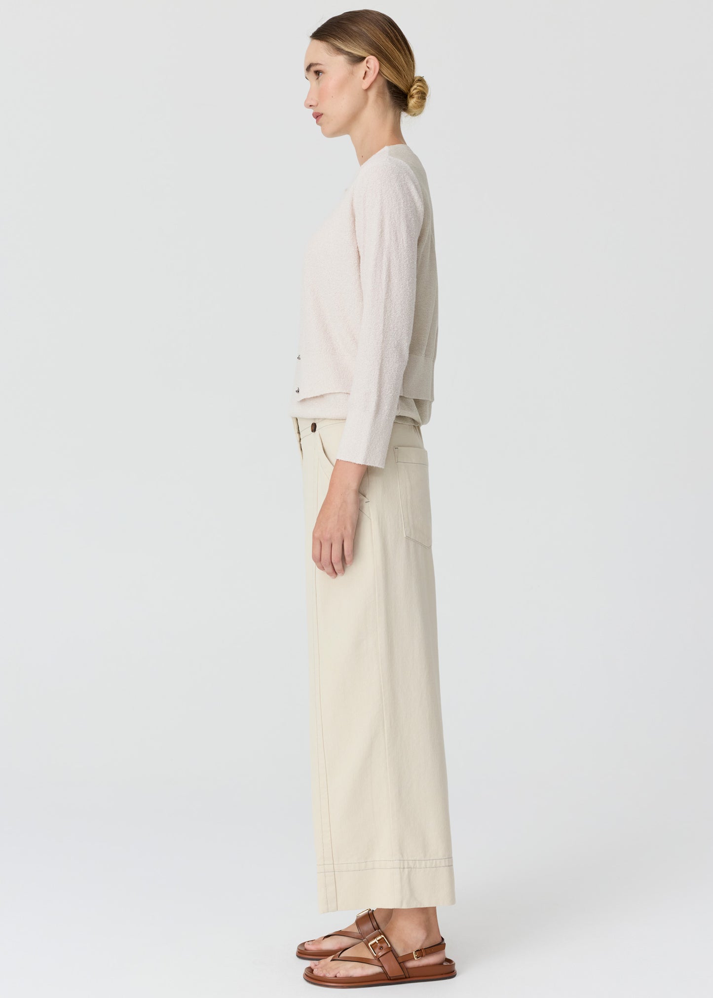 Pol Haven Cardigan Lurex Back Pebble