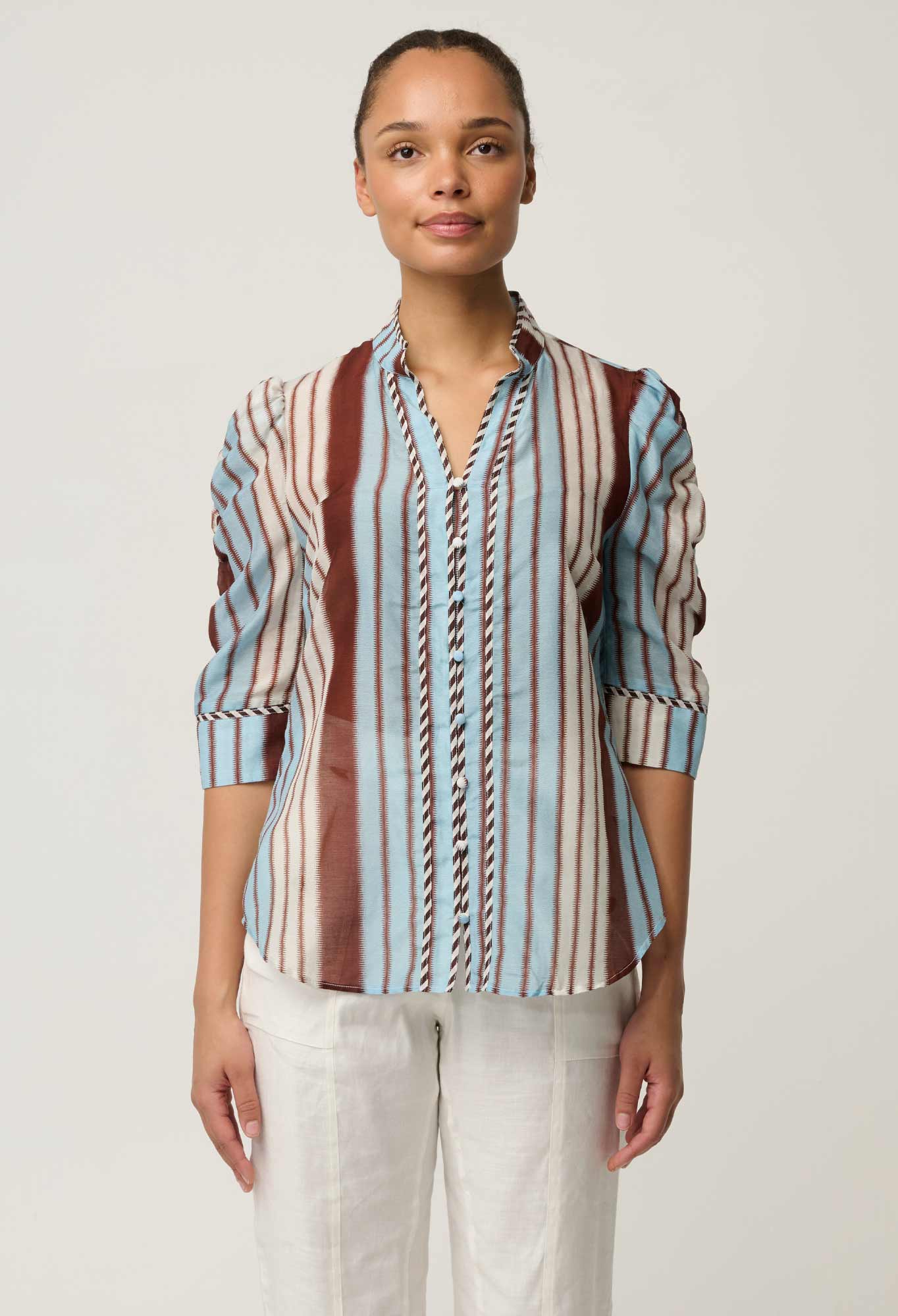 Once Calantha Cotton Silk Ruched Blouse