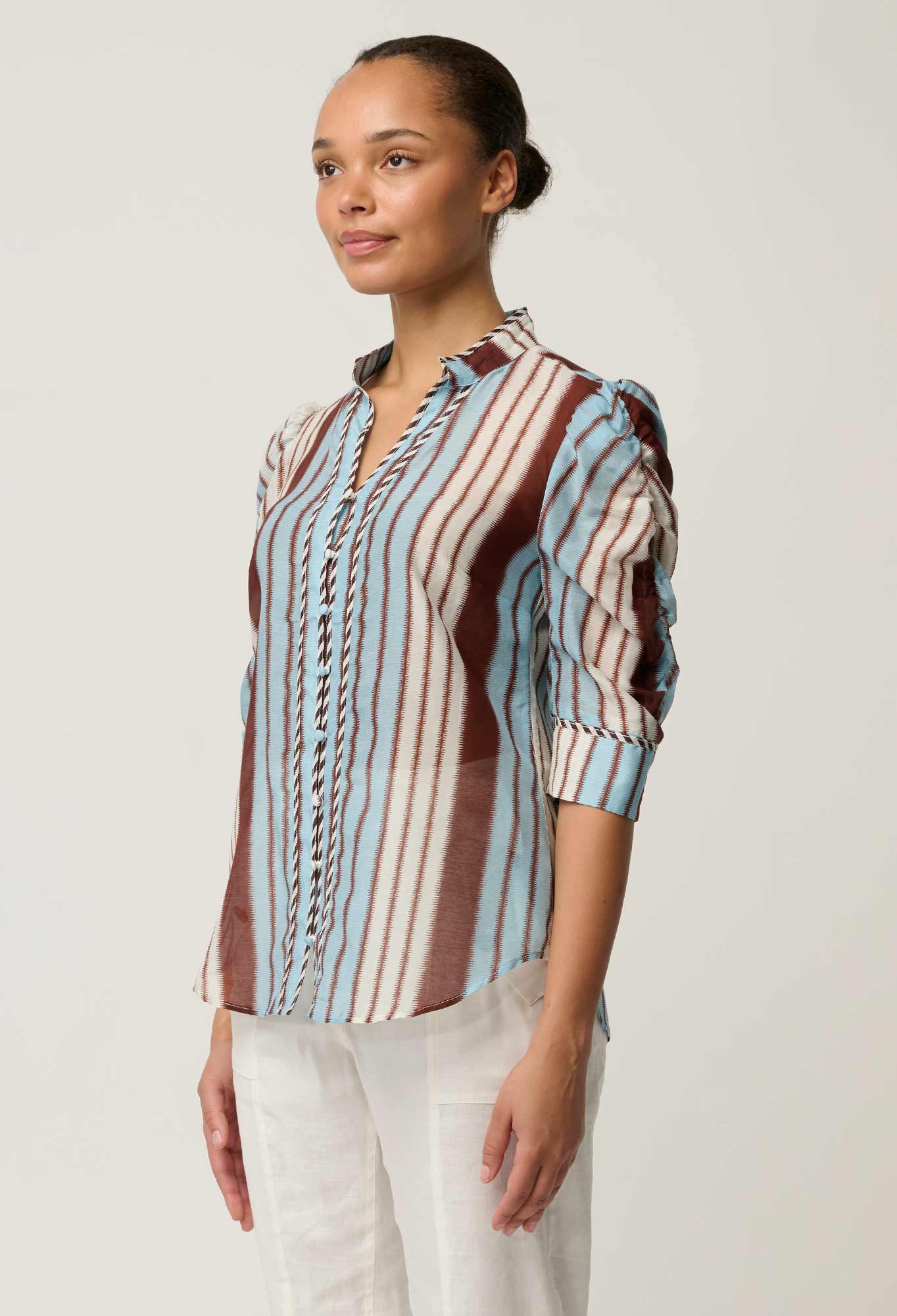 Once Calantha Cotton Silk Ruched Blouse
