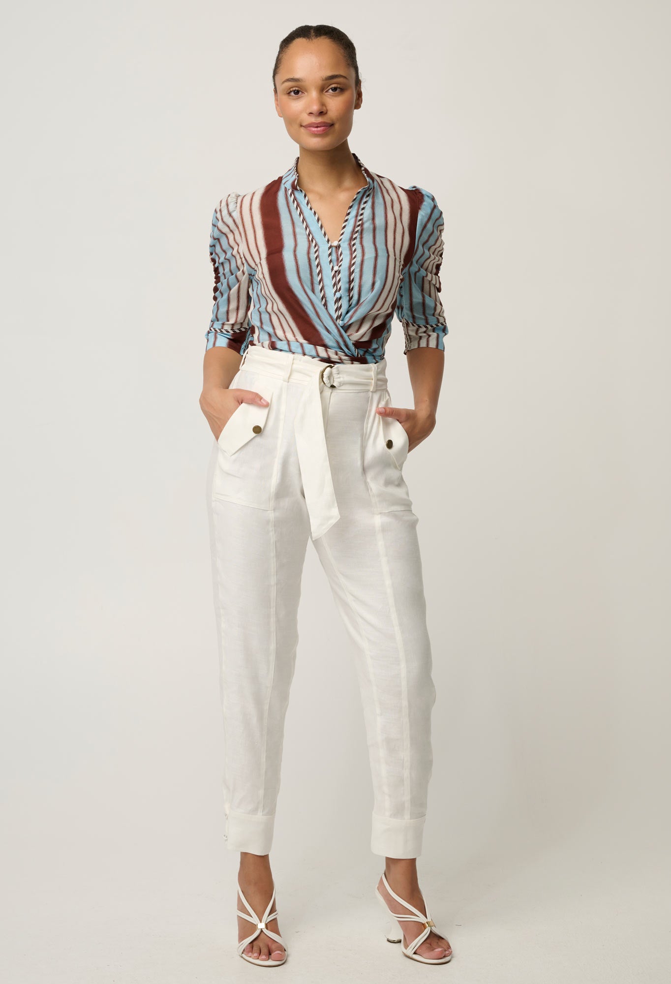 Once Calantha Cotton Silk Ruched Blouse