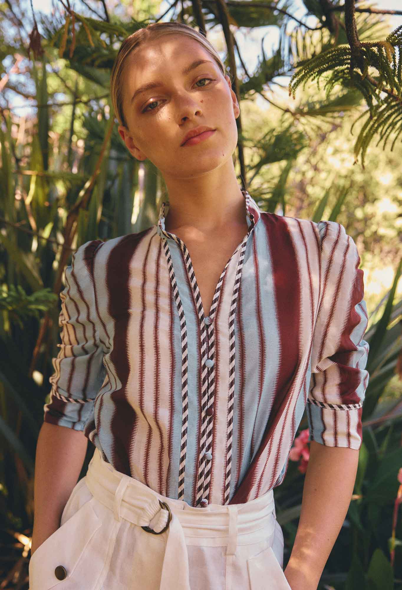Once Calantha Cotton Silk Ruched Blouse