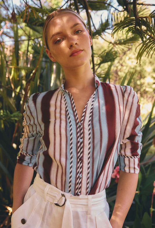 Once Calantha Cotton Silk Ruched Blouse