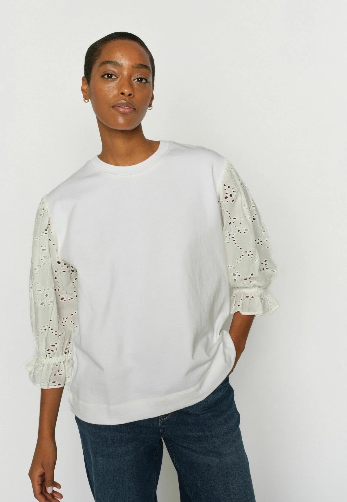 Mos Mosh Jaya 3/4 O Neck Sweatshirt White