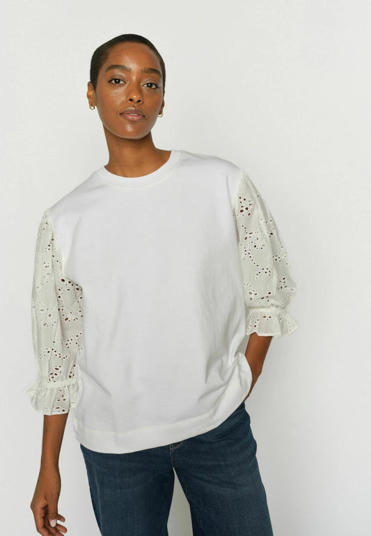 Mos Mosh Jaya 3/4 O Neck Sweatshirt White