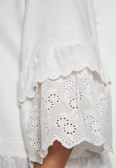 Mos Mosh Jaya 3/4 O Neck Sweatshirt White