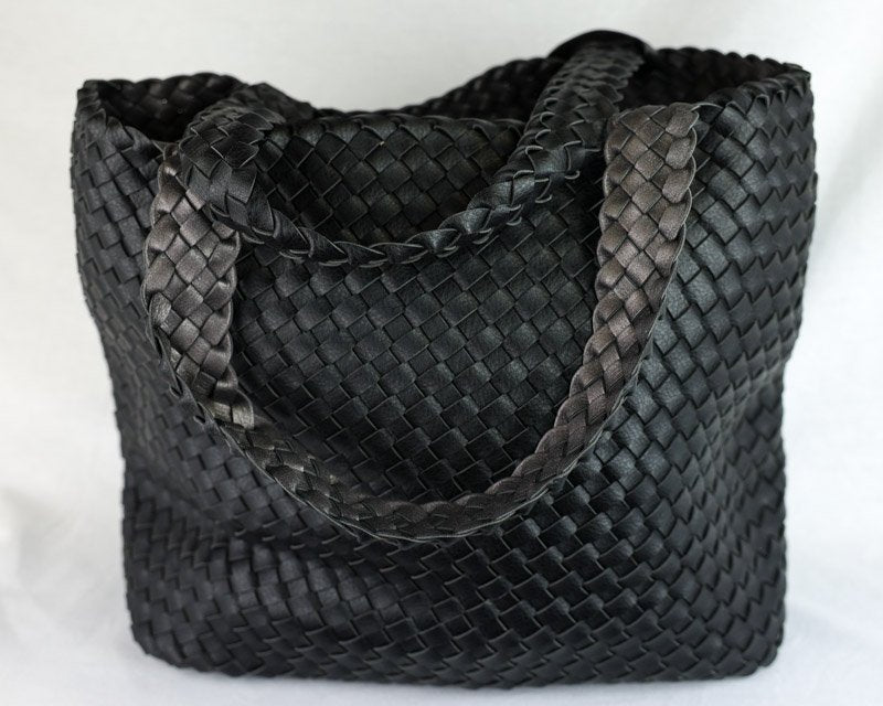 Ilse Jacobsen - Woven Tote Bag in Black/Gunmetal