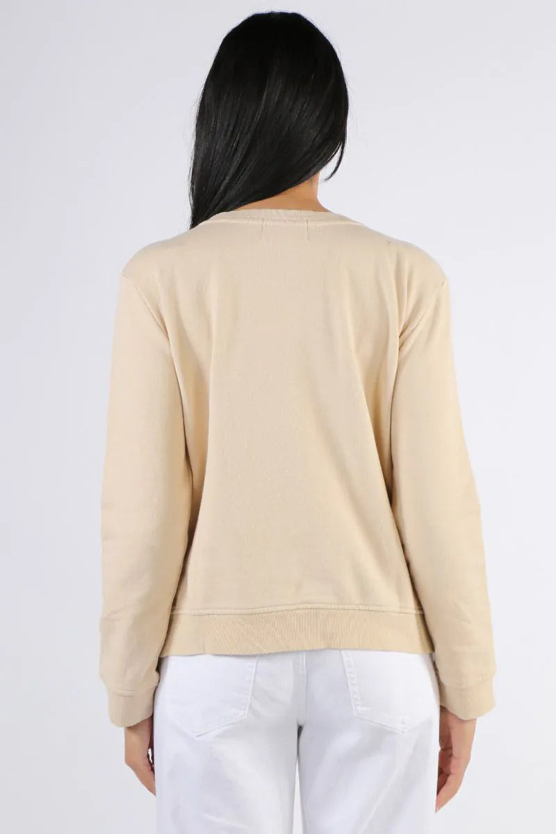 Sophie Moran Sequin Star Sweatshirt -Beige