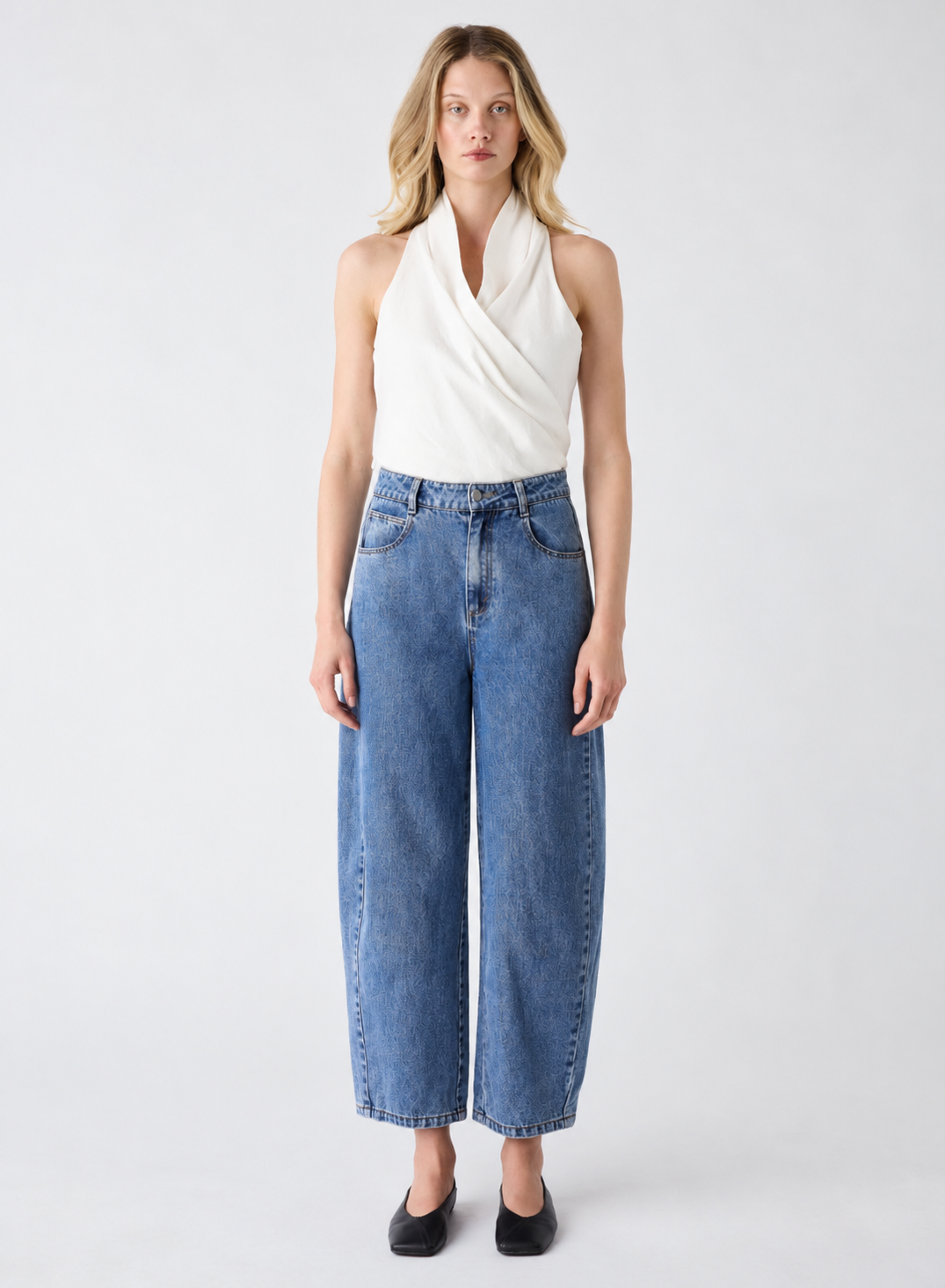 Esmaée Mayfair Barrel Jeans Blue Denim — front