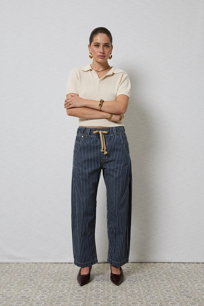 Dricoper Active Indigo Stripe Barrel Jeans – view 1