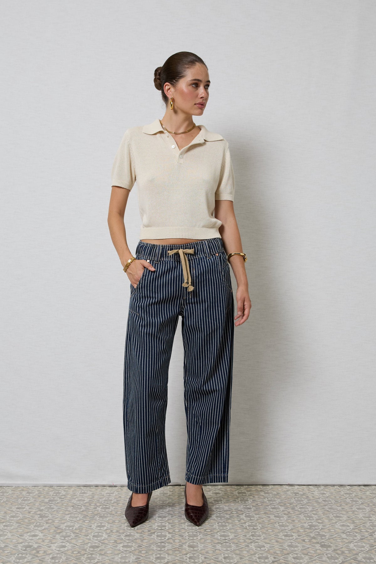 Dricoper Active Indigo Stripe Barrel Jeans – view 4