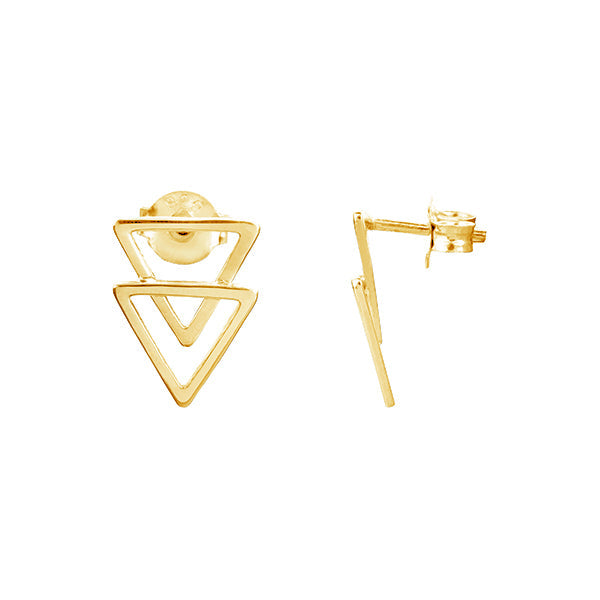 Ichu - Double Triangle Stud Earrings Gold